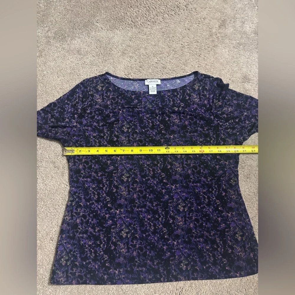 Carmen Marc Valvo Sleeve 3/4 Blouse Purple Size XL - Picture 7 of 10
